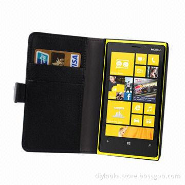 Litchi Texture Leather Case with Credit Card Slots, for Nokia Lumia 920 (Black)